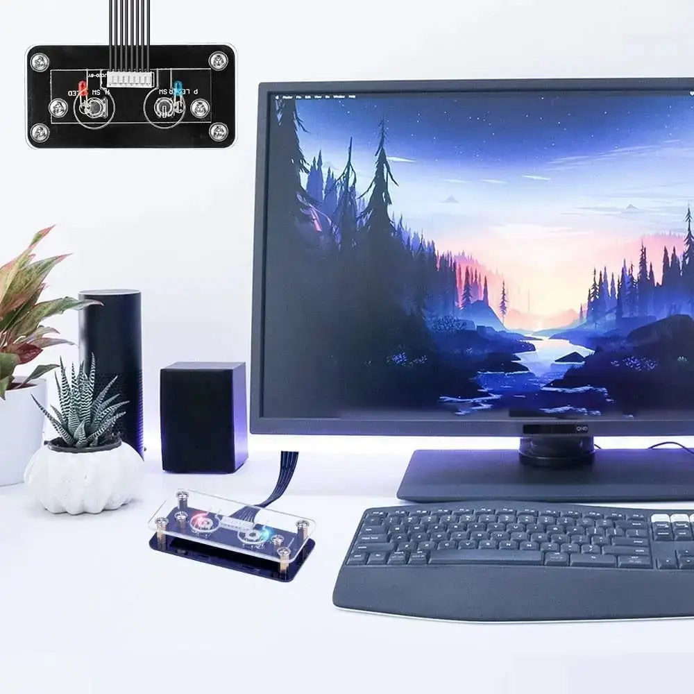 Transparent PC Power Switch Remote Switch Extended Cable On-Off Button Cable DIY Acrylic External Power Supply Desktop Computer