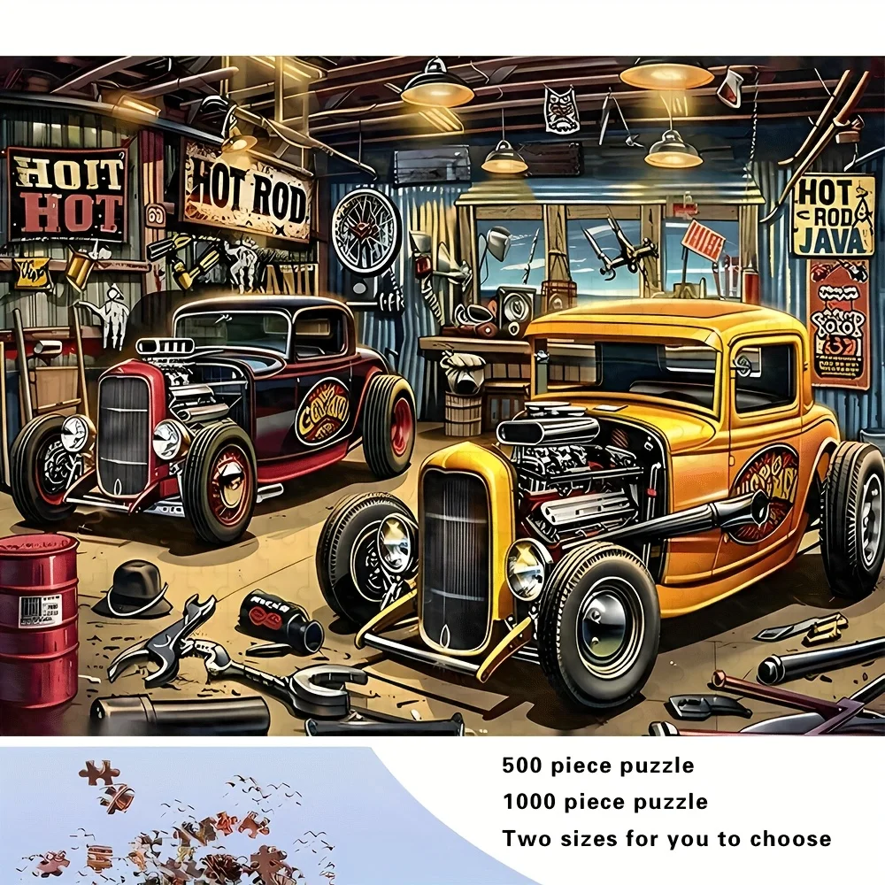 

500/1000pcs for adults Jigsaw Puzzle - Challenging Large-Scale Brain Teaser with Complex Patterns, Portable Box for Family Gam