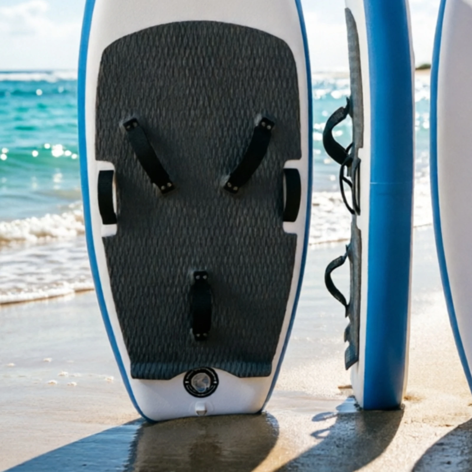 Inflatable Surfboard Textured Standing Pad Inflatable Board Board Oval Surfboard Carry Handles Water Sports Gear Portable