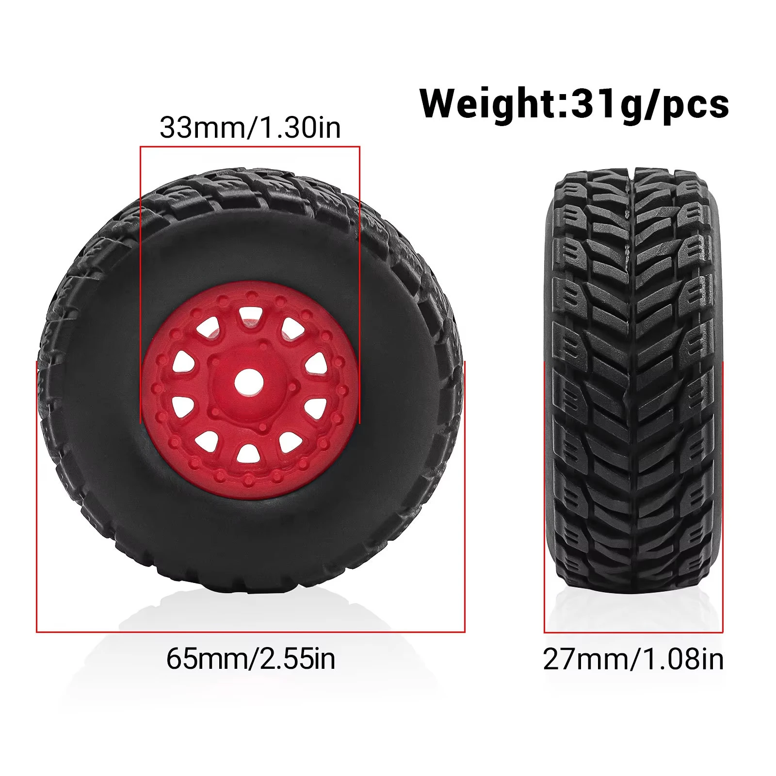 High Grip Rubber Tires & Wheel Set, RC Car Upgrade Parts for 1/14 ARRMA MOJAVE GROM Off‑Road Vehicle Accessories