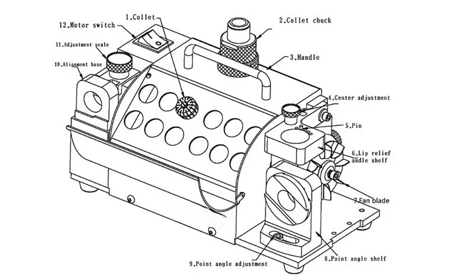 MR-20G Портативная шлифовальная машина, точилка для сверл, универсальная машина для заточки инструментов 3-20 мм