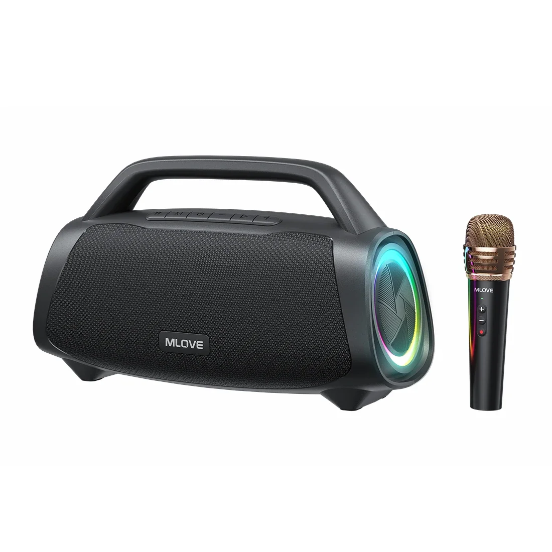 MLOVE E10K 120W Portable Karaoke Speaker with Mic – Powerful Sound, Deep Bass & RGB Lights for Indoor & Outdoor Use