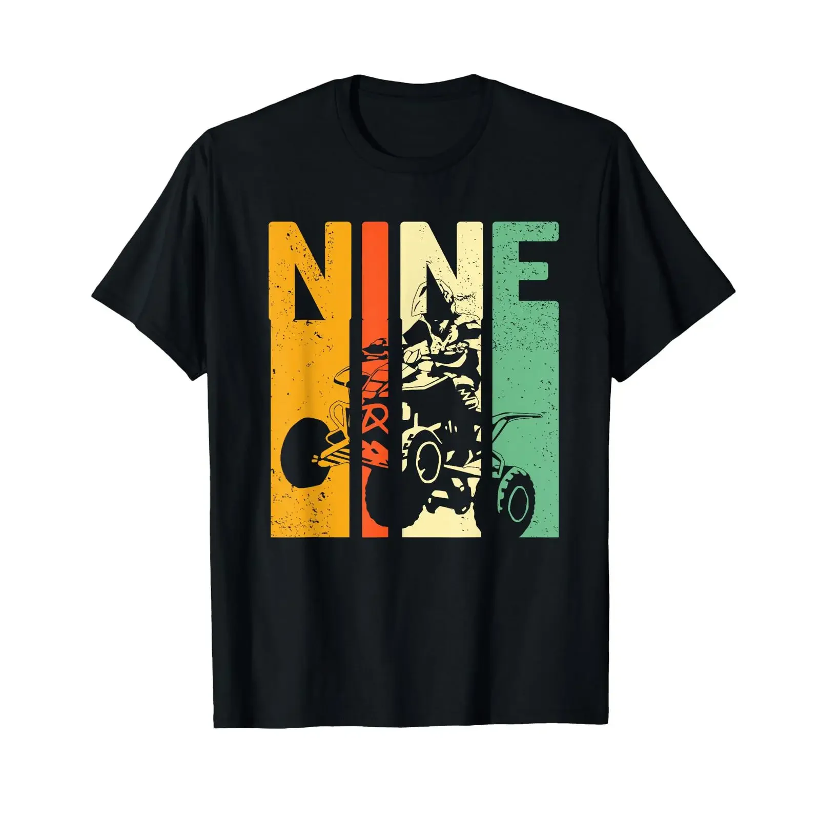 9th Birthday ATV Off Road Four Wheeler Quad Bike Mud Racing T Shirt vintage Washed fashion Unisex Versatile Breathable Stylish