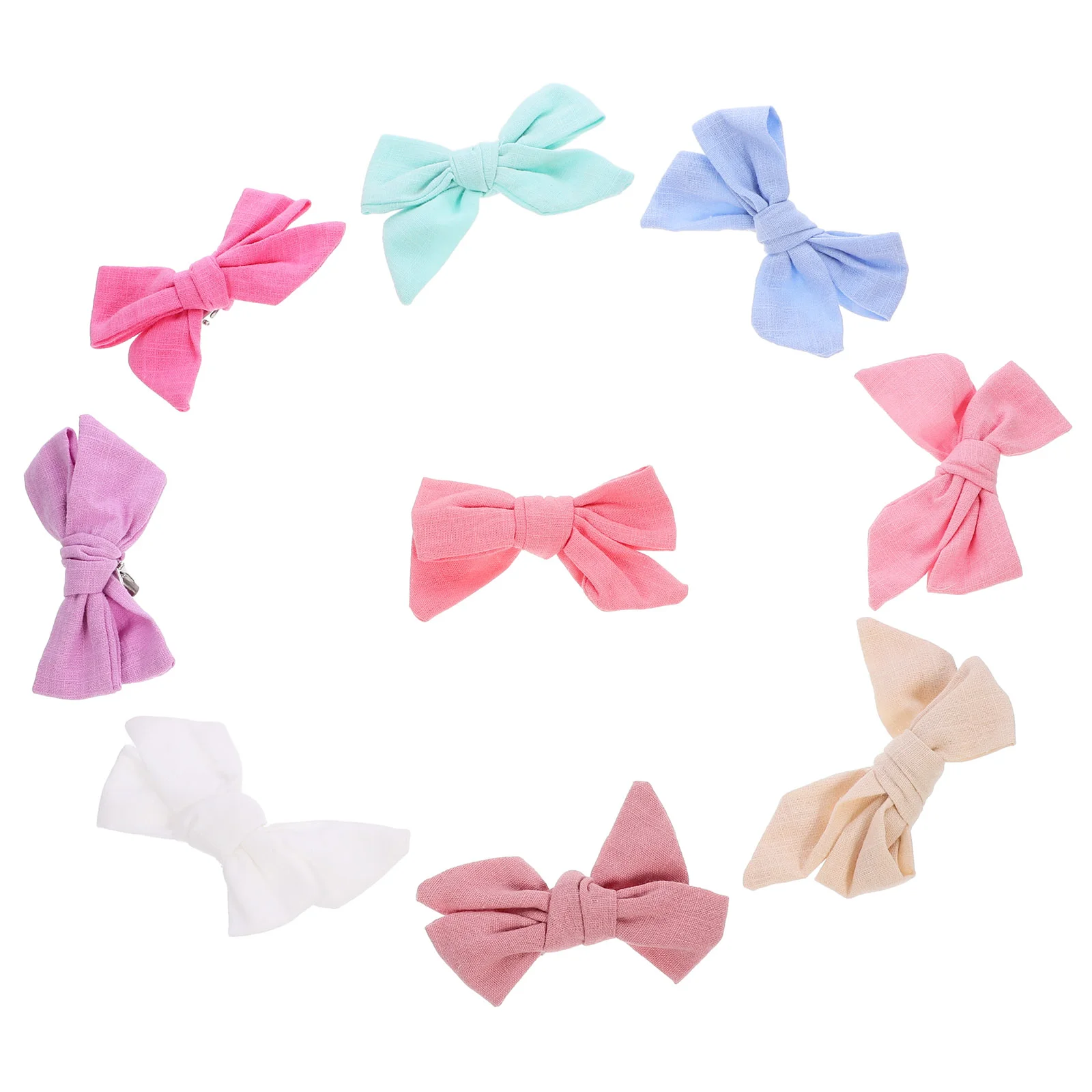 9 Pcs Bow Hairpin Clip Baby Girl Bows Tie Toddler Accessories For Cotton Linen Miss