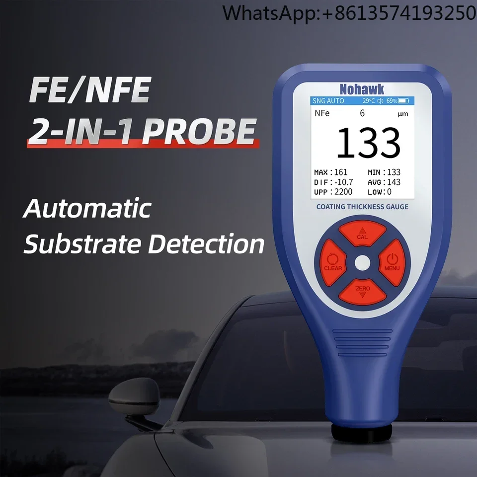 

HEDAO New Mini Digital Automotive Coating Thickness Gauge USB-C Charging High Accuracy for Fe/NFe Coatings for Used Car