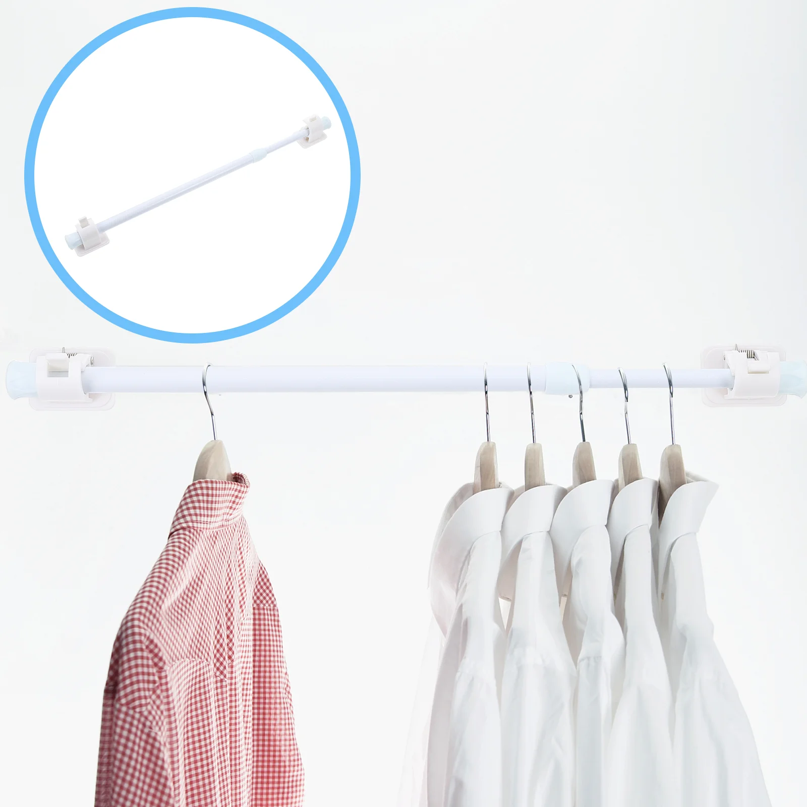 Telescopic Rod Nail-free Tension Curtain Rail Clothes Drying Multi-function Closet Drapes Shower Iron Rack