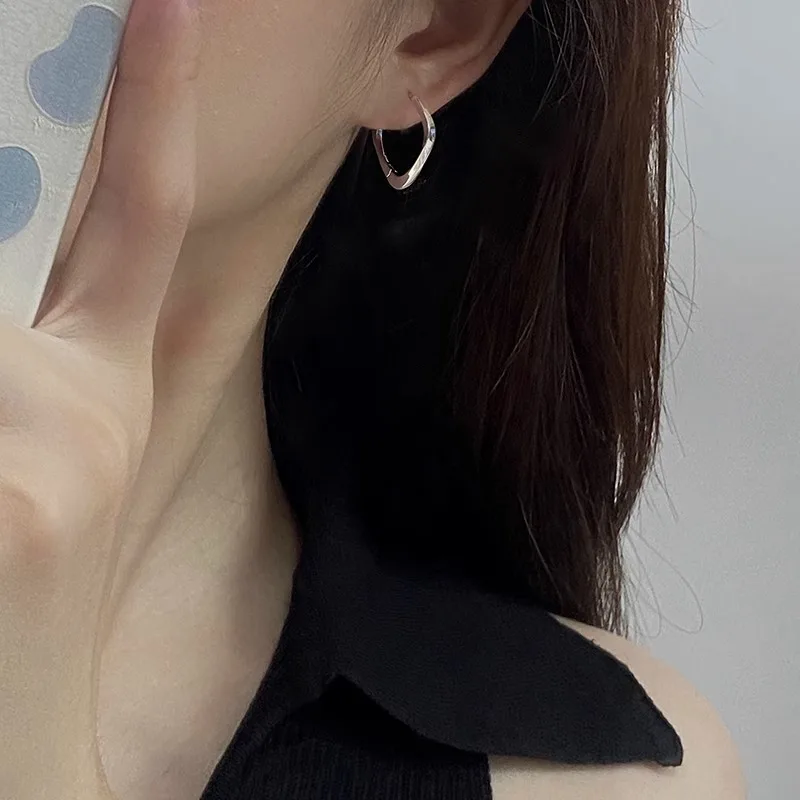 VENTFILLE 925 Sterling Silver Geometry Hoop Earring for Women Minimalism Classic Office Versatile Fashion Jewelry Gift Dropship
