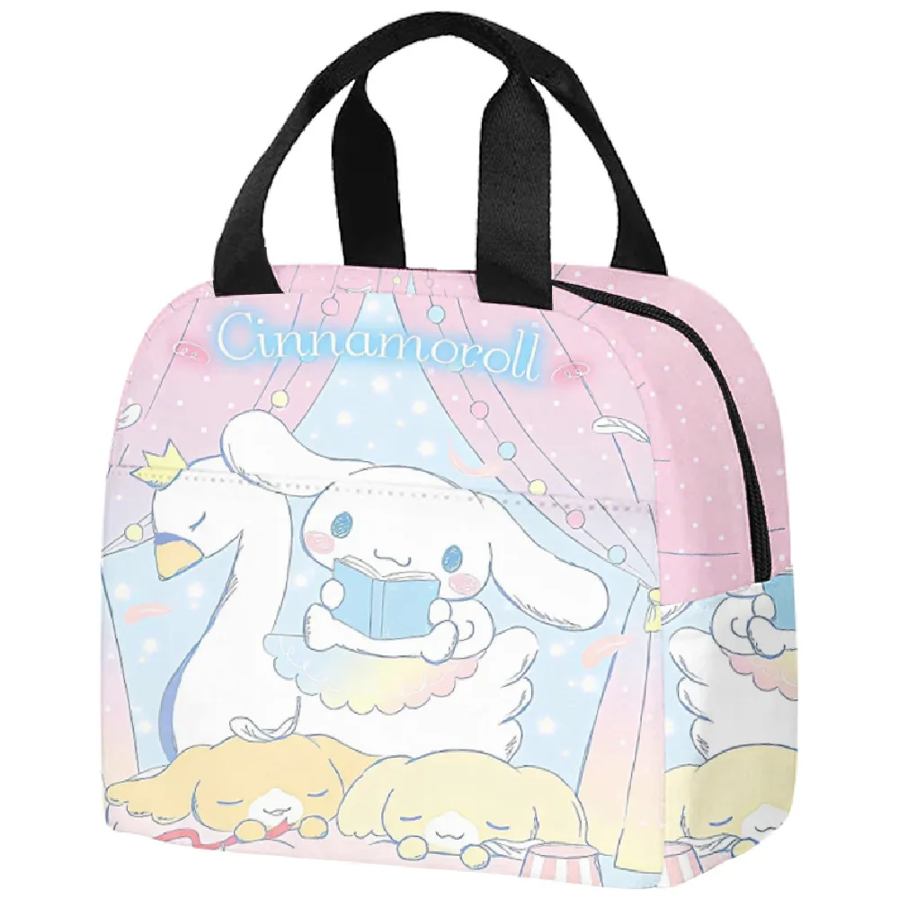 Sanrio Cinnamorolls Series-fiambrera aislante portátil para estudiantes, bolsas de almuerzo con estampado de dibujos animados, bolsa de tela Oxford