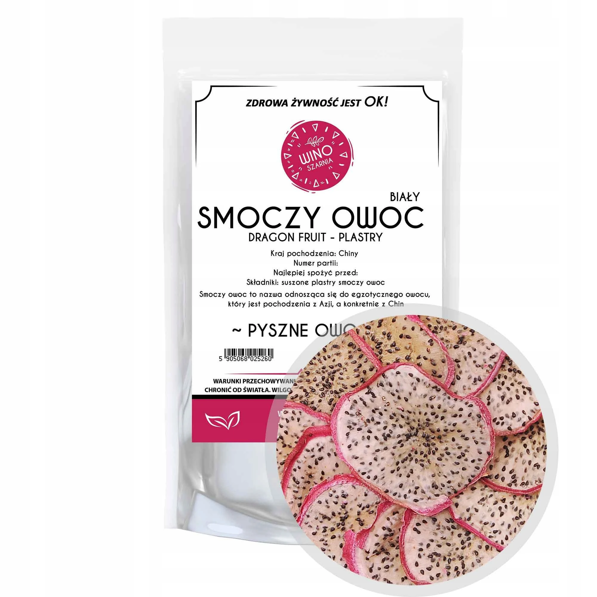 Smoczy Owoc Plastry Biały Pitaja, Dragon Fruit - 50g