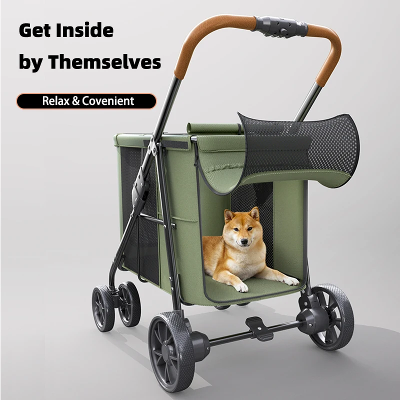 BELLO Large Pet Stroller Camping Cart Large Dog Cart Folding FoldableLarge Space Bearing 30KG for Outdoor Use trolley