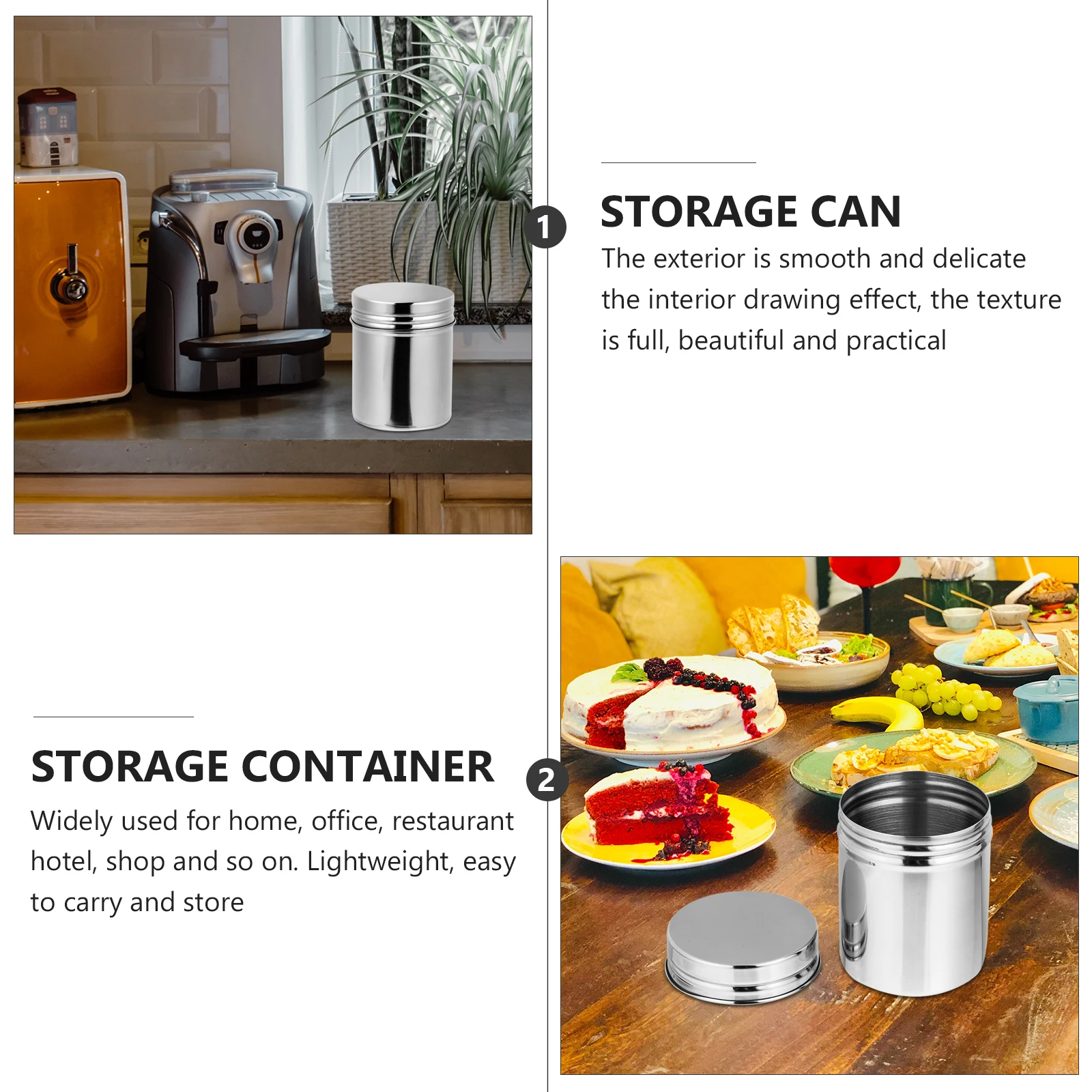 

Stainless Steel Storage Can Medium Size Cylinder Container Home ganization Dust Proof Insect Proof Easy Seasoning Food