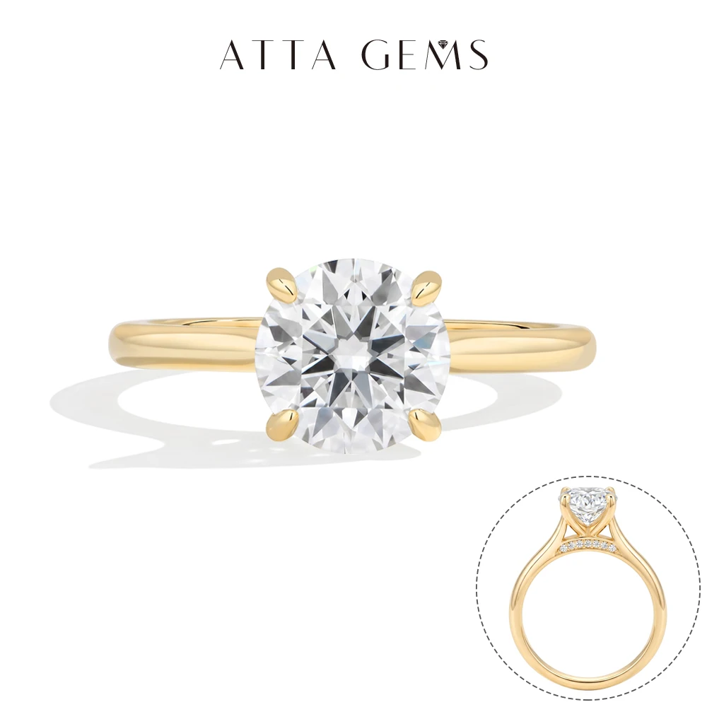 

ATTAGEMS Round Brilliant Cut 1-3CT Moissanite Rings for Women Solid 925 SIlver Solitaire Engagement Ring Classic Wedding Jewelry