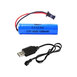 3.7V 1200mah Battery 14500 and charger For C2 D828 RC Stunt Dump Car Toy Accessory 3.7V 14500 Li-ion battery with SM-2P Plug