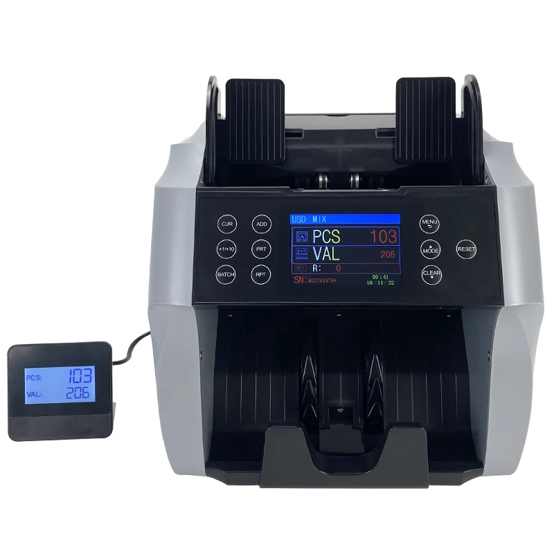 Commercial Use 2CIS Money Counting Machine Mix Value Note Bill Cash Counter Counterfeit Detector for ZAR/OMR/PKR/LBP/NPR