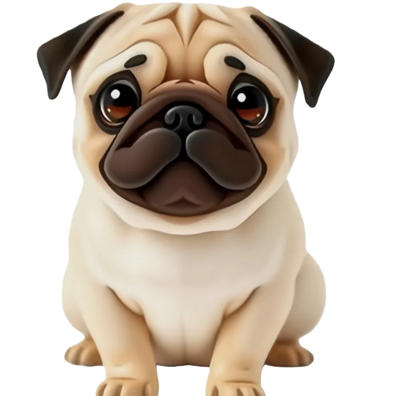 Simple Pug Dog Mold with Drooping Ears and Round Eyes Design, Silicone Mold for Handmade Fondant Chocolate