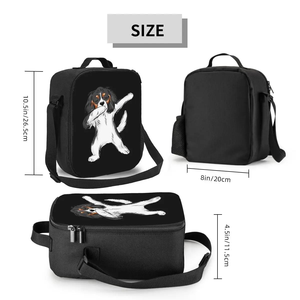 Dabbing Cavalier King Charles Spaniel Dab Dance Insulated Lunch Bags for Dog Thermal Cooler Food Lunch Box Kids School Children