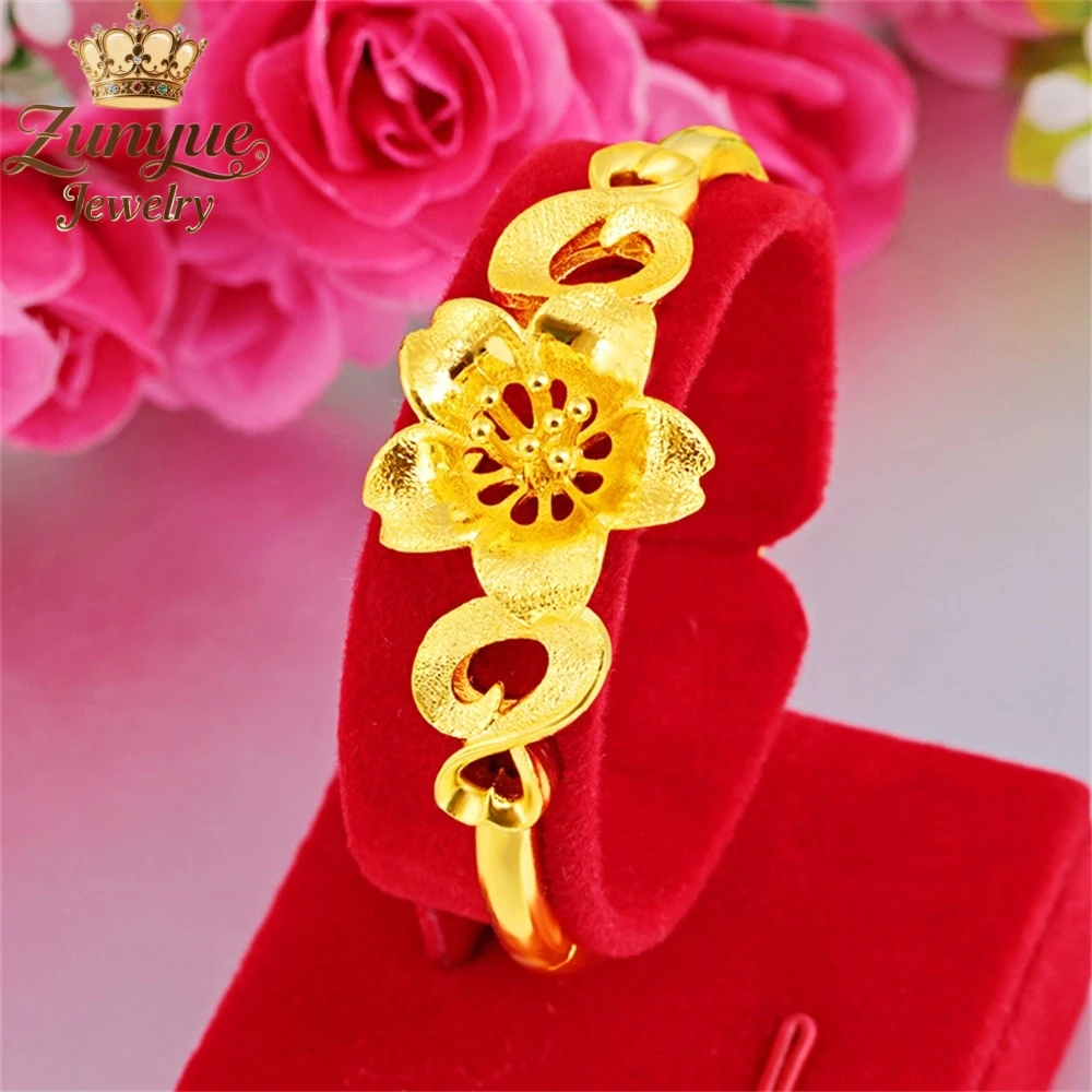 

High - End Sand Gold Blasted Flower Bracelet Luxury Quality Jewelry Handicraft Fashion Jewelry Exquisite Elegant Charms Popular