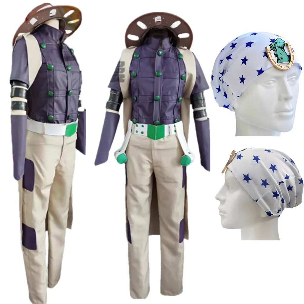 

Adult Zeppeli Bizarre Adventure Cosplay Costume Fantasia Anime Gyro Shirt Pants Hat Belt Outfits Halloween Carnival Party Suit