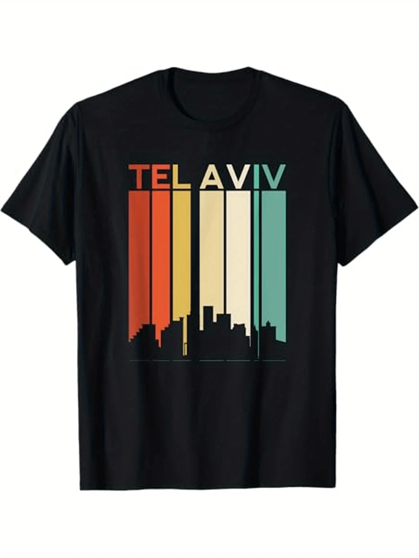 Tel Aviv Israel Jewish Star Retro Vintage City Skyline T-Shirt 100% Cotton O-Neck Short Sleeve Summer Casual Mens T-shirt