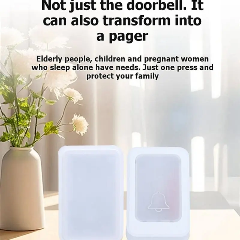 [LXYA68Z!] Wireless Doorbell With 12-Light Flashing Long Range Door Bell Chime Elderly Deaf Mute Service Call Device EU Plu