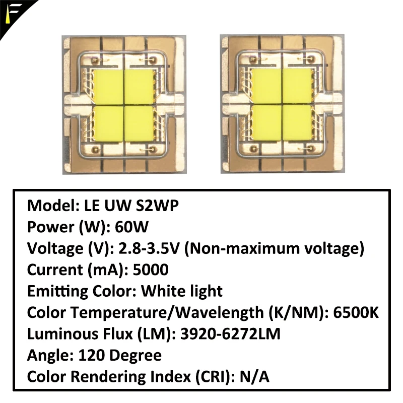 2 pieces Self-Welding Led Chips Core Source 60W SMD Replacement for Stage Light Projector Lights View Lighting