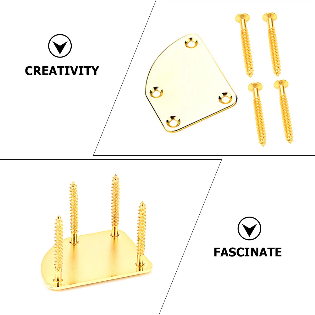 

1 Set Metal Guitar Neck Replacement Stainless Steel Electric Guitar Part Mounting Plate For Bass Golden Reinforcement Plate