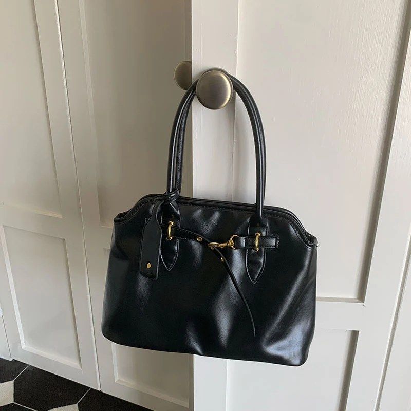 가죽 핸드백 여성 빈티지 럭셔리 브라운 숄더 백 트렌드 숙녀 디자이너 토트 백 여성용 대용량 서류 가방