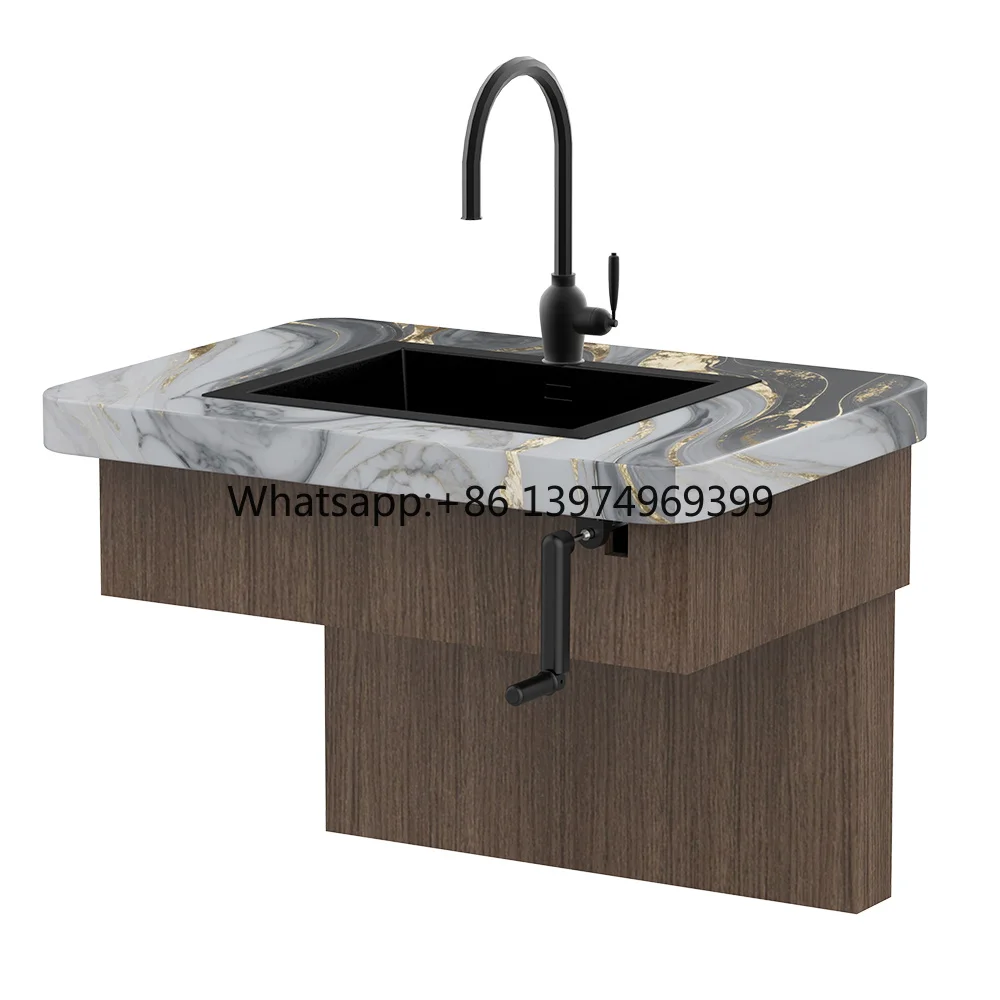 Manual Lifting Frame for Homecare Bathroom Height-Adjustable Lifting Wash Basin for Disabled Elderly