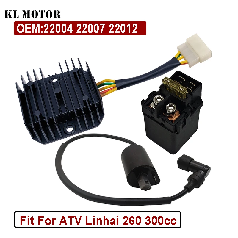 260 300 400 Regulator Rectifier Ignitio Coil and Relay Solenoid for Linhai 260CC 300CC 400CC ATV Quad Parts 22012 22004 22007