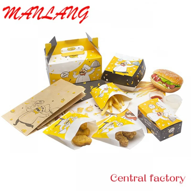 Custom  LOKYO custom logo take away food boxes french fries fried chicken box nuggets paper bags fast food packaging