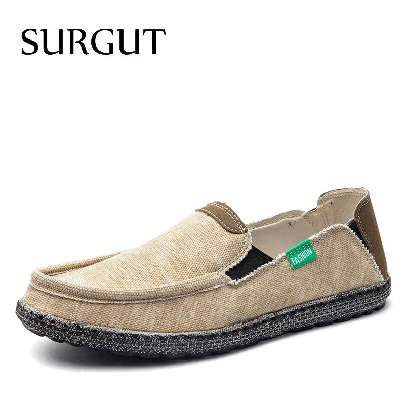 

SURGUT Brand New Fashion All Season Men Driving Shoes Breathable Men Casual Flats Canvas Loafers Espadrilles Shoes Size 39~48