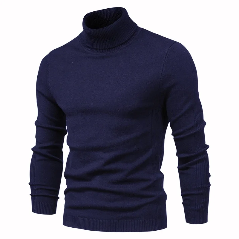 Outono inverno cor sólida masculino quente casual camisola de malha fino ajuste masculino jumper roupas 2023 camisola de gola alta masculina my704