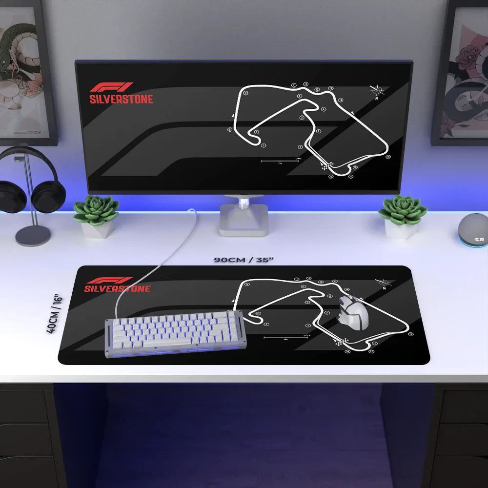 

F1 Silverstone Racing Circuit Mouse Pad Desk Mouse Pad Cute HD Desk Pad Extended Gaming Keyboard Mats Large XXL Gamer Mousepad