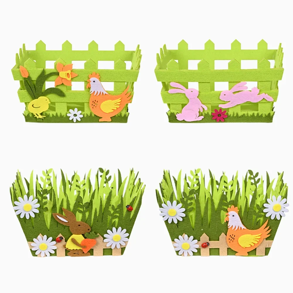 2025 Non-woven Fabric Easter Basket Kids Color Eggs Bucket Welcome Spring Insect Butterfly Parti Bunny Easter Party Happy Easter