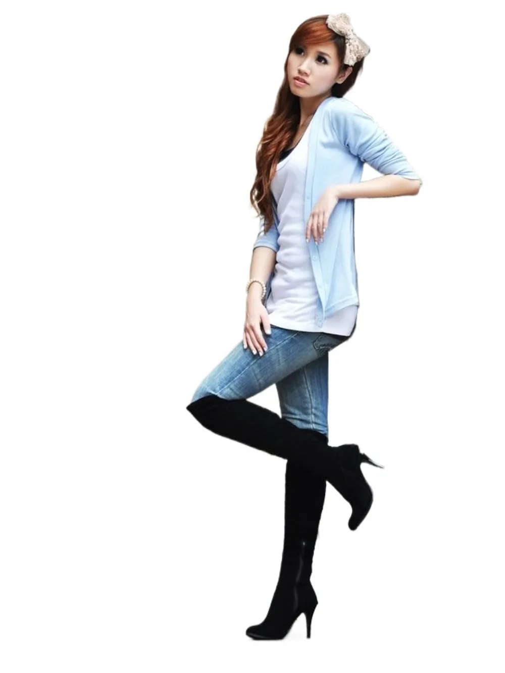 Grande Formato delle Donne Primavera/Autunno Inverno Pieghevole Su Stivali Al Ginocchio Sexy Sottile Tacco Alto Stivali Moda punta a punta stivali