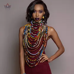 2023 Ankara Beautiful Multi Strand Necklace African Bold Colorful Long Exotic Jewelry Anfrica Handmade Long Collier WYB181