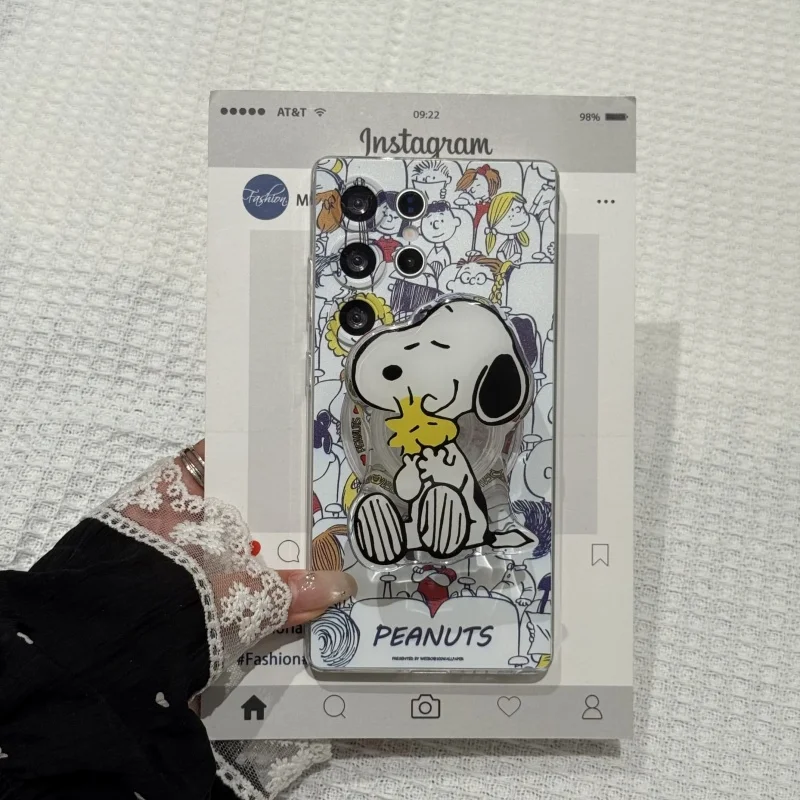 

Cartoon Cute shopping Snoopy bus Magsafe Wireless Charge Case For Samsung S21 S22 S23 S24 S25 Ultra Note 10 Magnetic Holder