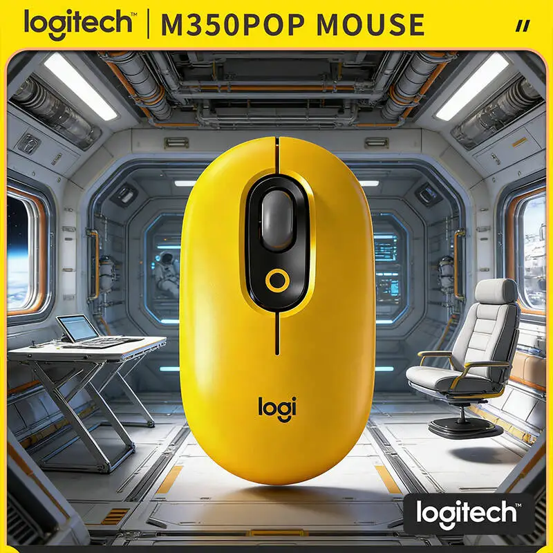 

Беспроводная мышь Logitech M350 POP Pebble с высокоточным магнитным приемником, тонкая, для ноутбука, для домашнего использования
