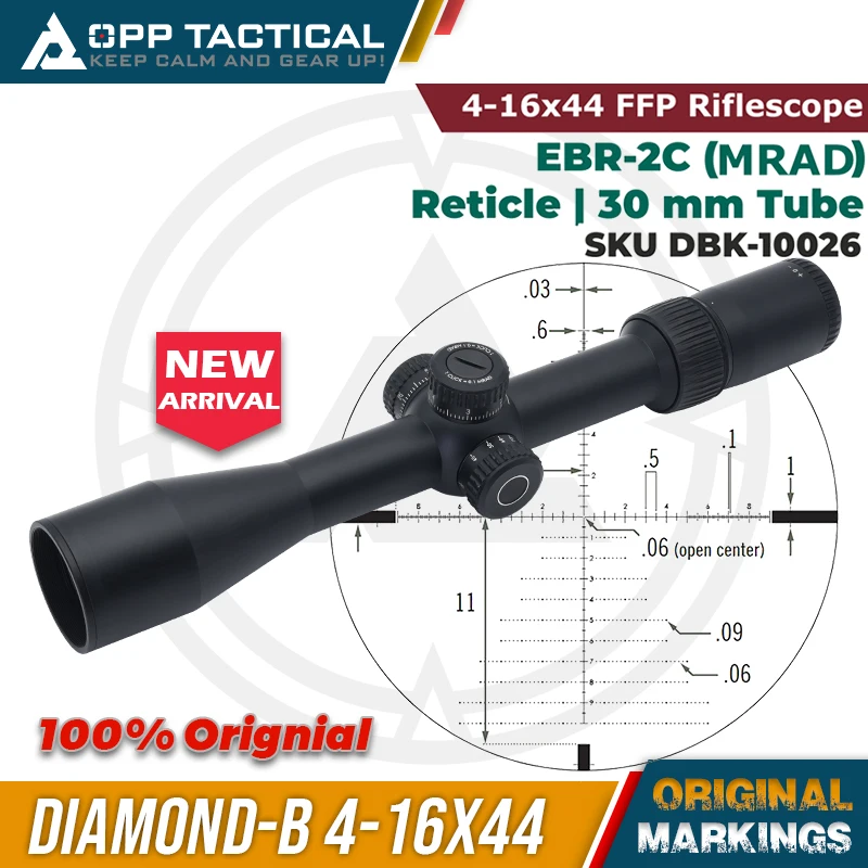 

100% Original Tactical Optics 4-16x44 First Focal Plane FFP Riflescopes 30mm Tube EBR-2C (MRAD) Reticle Rifle Scope Lunetas