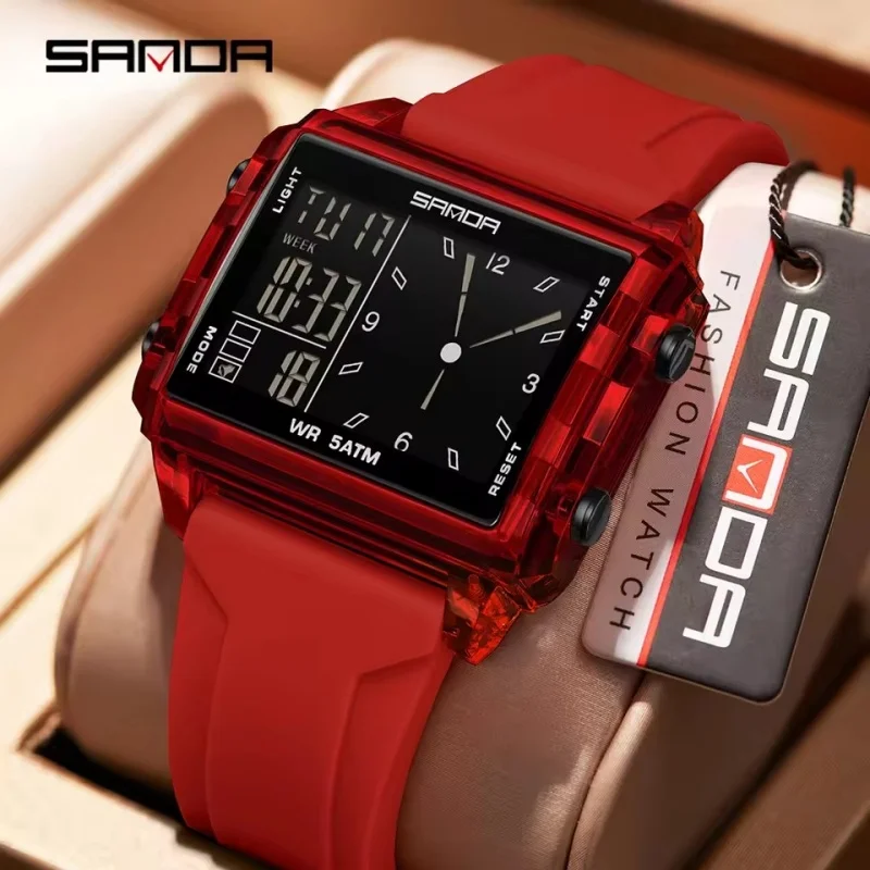 SANDA 6273 Men's Fashion Electronic Watch Waterproof Night Light Calendar Clock Outdoor Sports and Leisure Women's Digital Watch