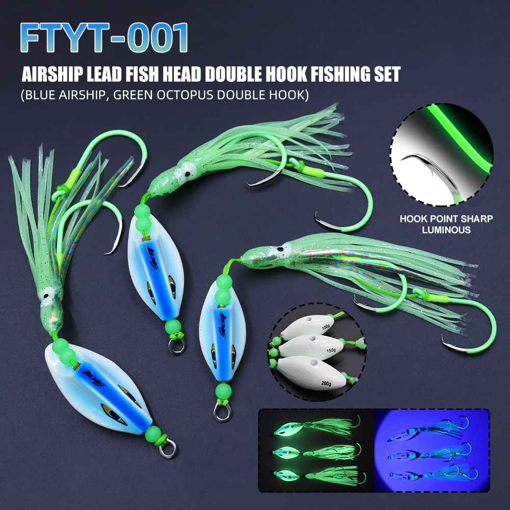 ZYZHE 1pc Sea Fishing JIG String Hooks 100g 150g 200g Deep Sea Boat Fishing Lure For Tuna Marlin Swordfish Saltwater Bait Rigs - view 2