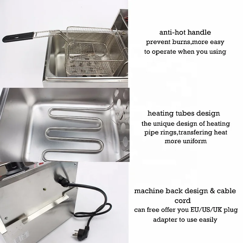 Коммерческая двойная двухцилиндровая электрическая фритюрница, духовка для картофеля фри, горячий горшок, жареная курица, гриль, сковорода, 2 резервуара для масла