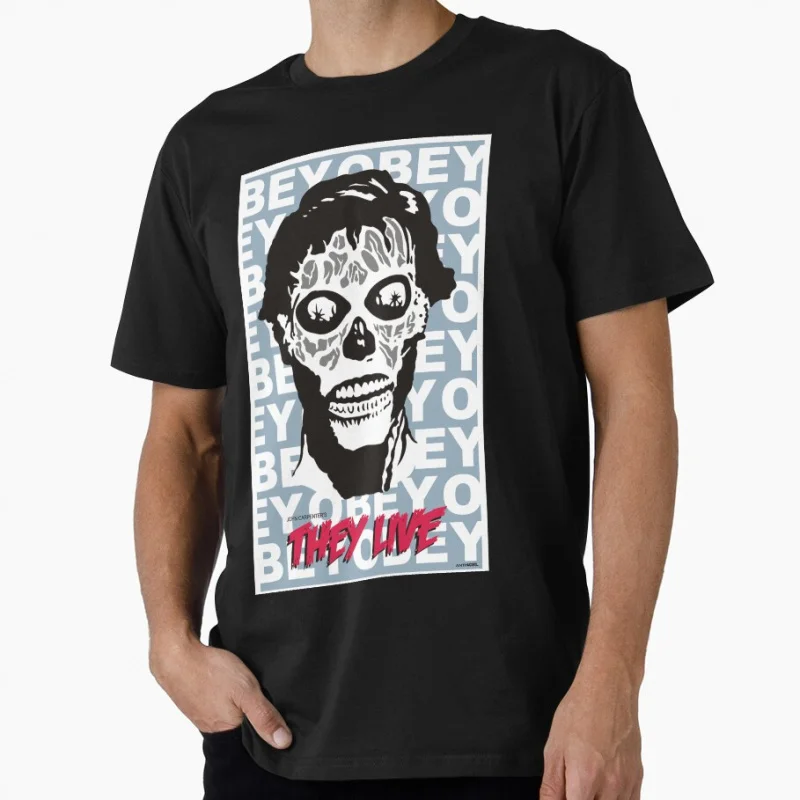 

They Live_ Alien Vintage John Carpenter's 1988 Movie Scary halloween Gift t shirt for man Large size Tops Scifi Graphic clothes