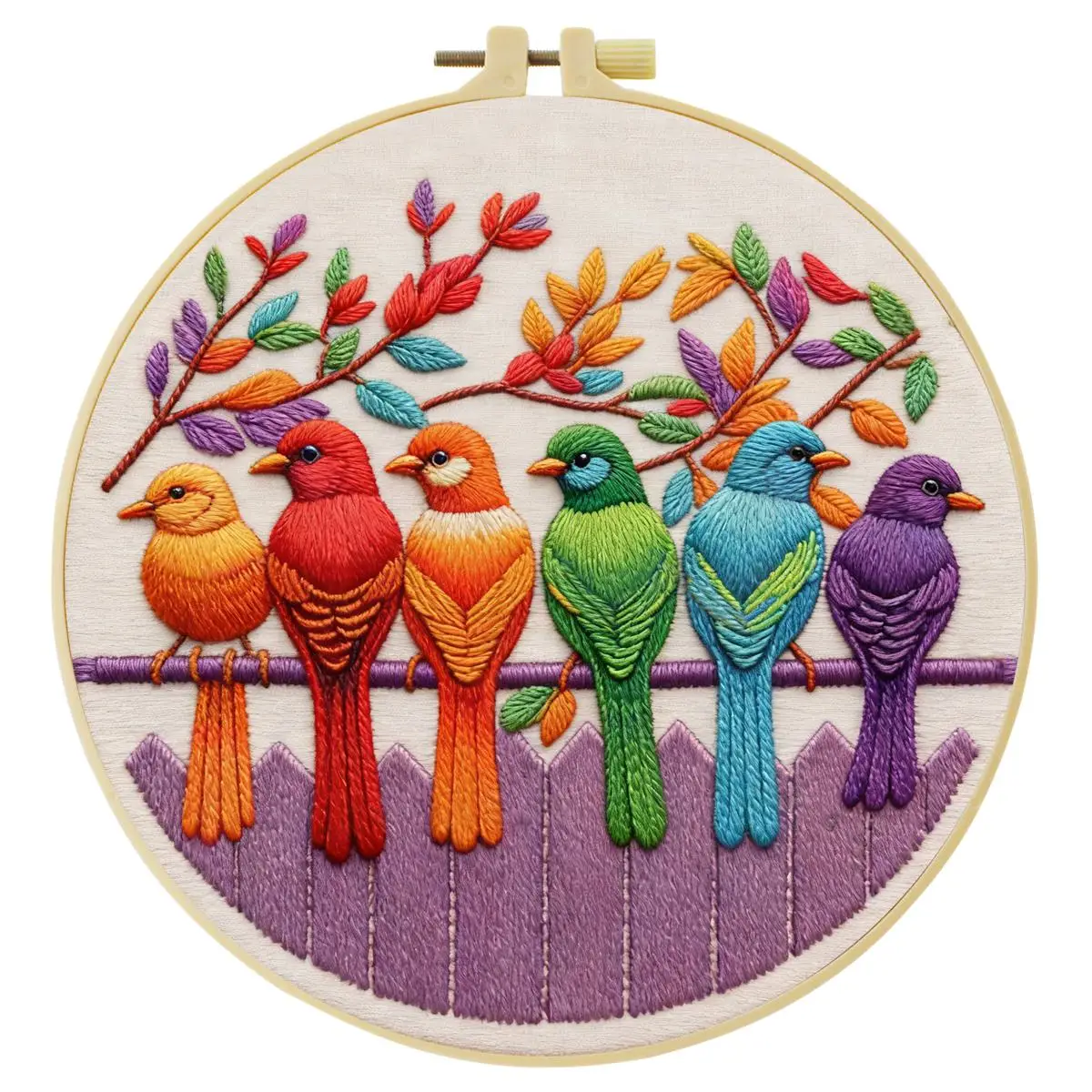 1 Stück 20X20CM/15X15CM 7,87/6,3 Zoll Farbige Vögel Stickerei Starter-Kit DIY-Kit DIY-Stickerei-Set für Anfänger – Detail 3