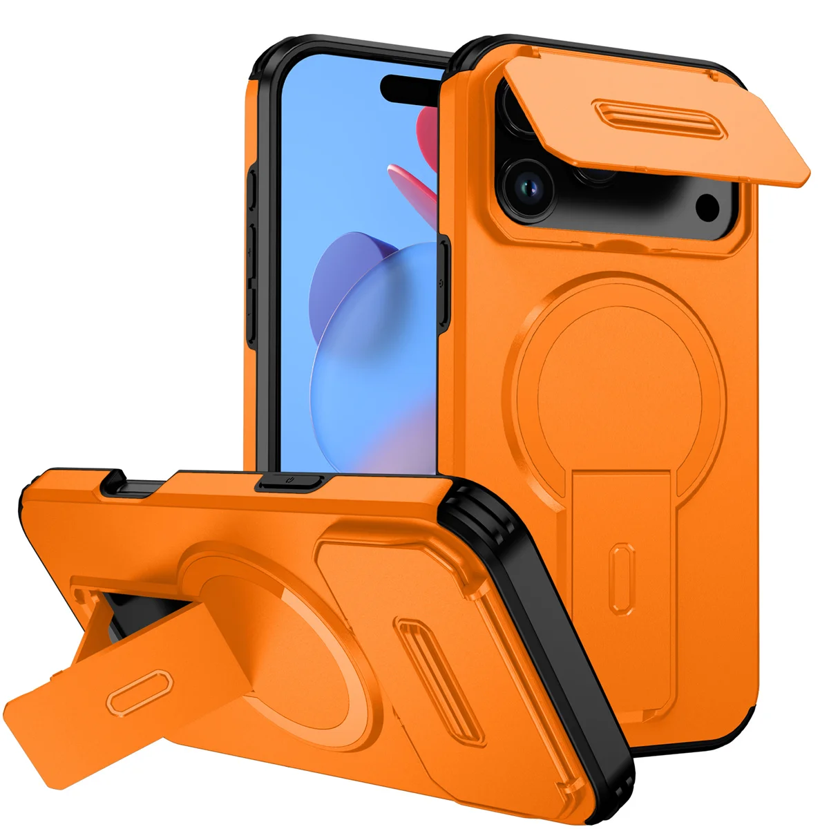 Stoßfeste Rüstung Flip Kamera Handyhülle für APPLE IPhone 17 16 15 14 13 12 11 Pro Max Plus 16E Air Magnetic Stand Cover