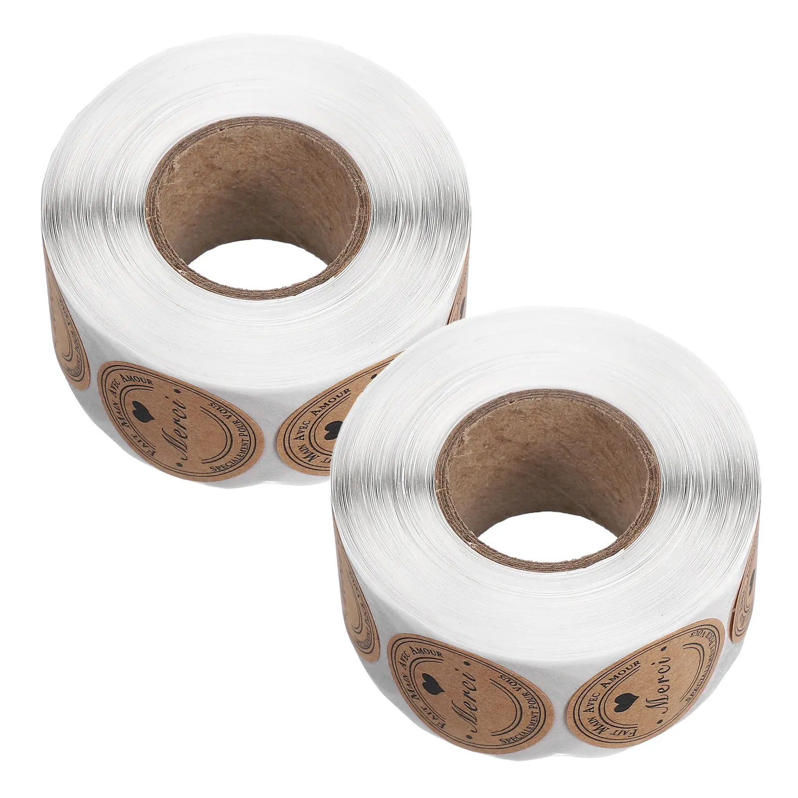 

2 рулона крафт-бумаги с французскими благодарственными наклейками, самоклеящиеся запечатывающие наклейки для конвертов, для упаковки товаров бутиков, свадеб, вечеринок, мелких мероприятий