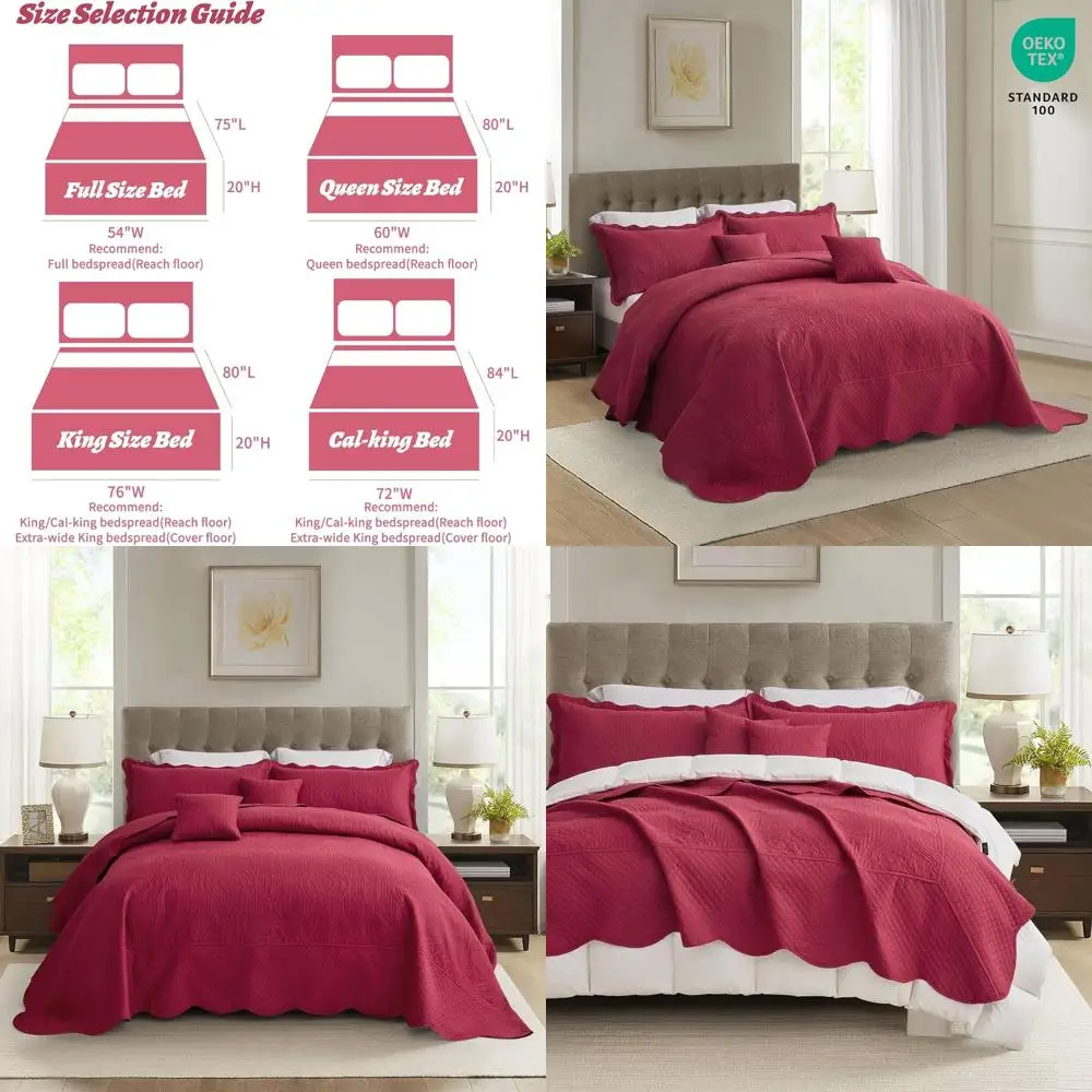 Juego de colcha King ultraancho de 138x122, edredón ligero y reversible, colcha de microfibra de 5 piezas, California/Alaskan King, W