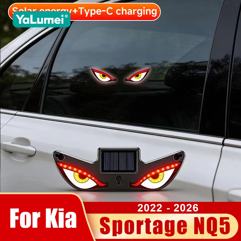 For Kia Sportage NQ5 5 MK5 2022 2023 2024 2025 2026 Hybrid GT Line Car Solar Devil Eye LED Warning Light Accessories