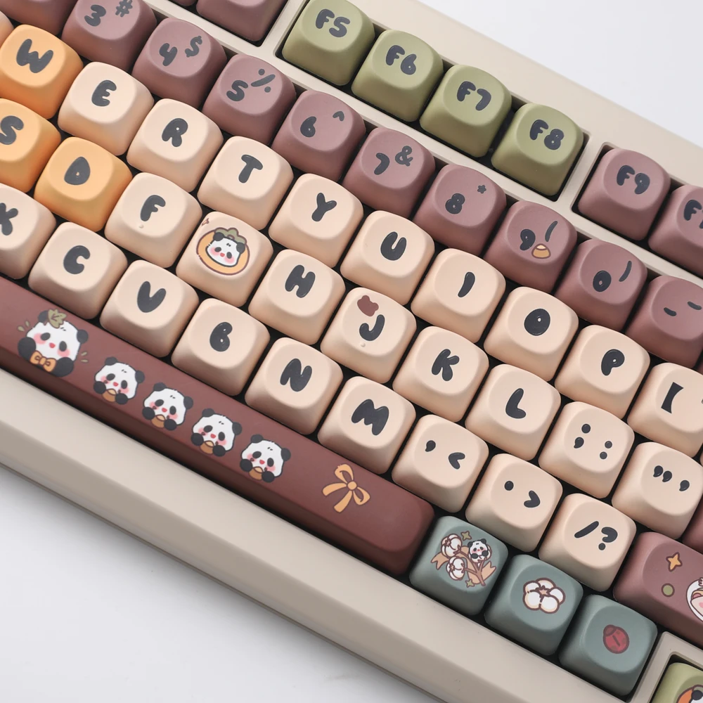 125 tombol Keycap Panda lucu Keycap sublimasi pewarna PBT profil MOA untuk Keyboard mekanik sakelar MX 6,25u ruang 1.75U Shift