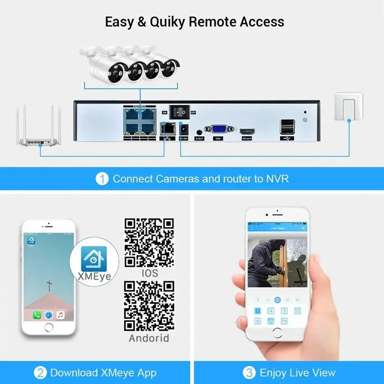 Jianvision أحدث جيد DIY السلكية 4MP HD 8 قناة في الهواء الطلق IP POE CCTV نظام الكاميرا الأمنية